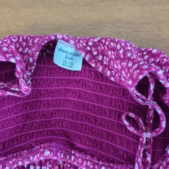 Abercrombie and Fitch maroon smocked dress & adjustable straps girls size 13-14 - Picture 5 of 8